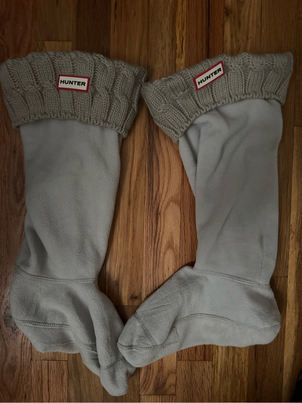 Hunter Gray Fleece Boot Sock Liners with Knit Cuff
